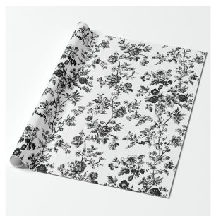 Papel De Regalo Jardín De Fiesta Floral Chinoisería Dispersa Negra