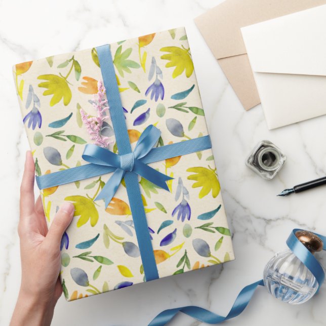 Papel De Regalo Jardín de flores de acuarela rústica (Regalar)