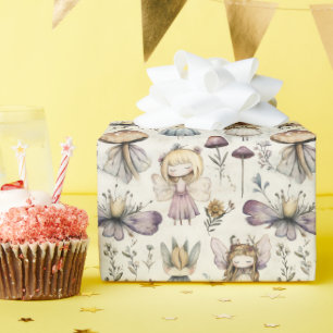 Papel De Regalo Jardín de flores de pasto y hongos para pastos y h