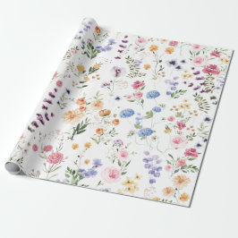 Papel De Regalo Jardín de flores de pradera de flores silvestres d