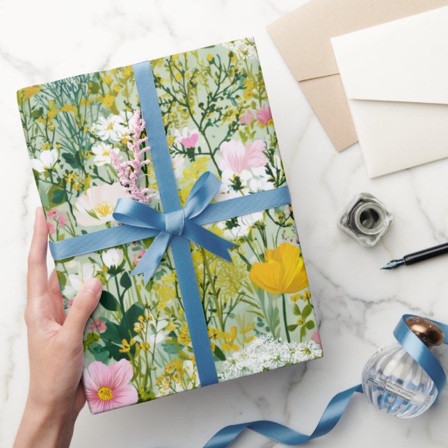 Papel De Regalo Jardín de flores de pradera de flores silvestres d (Regalar)