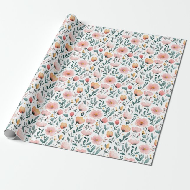 Papel de regalo Jardín de flores de primavera (Desenrollado)