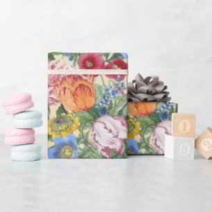 Papel De Regalo Jardín de flores de primavera Tulipanes Peonía