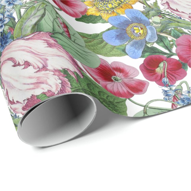 Papel De Regalo Jardín de flores de tulipanes de primavera (Esquina del rollo)