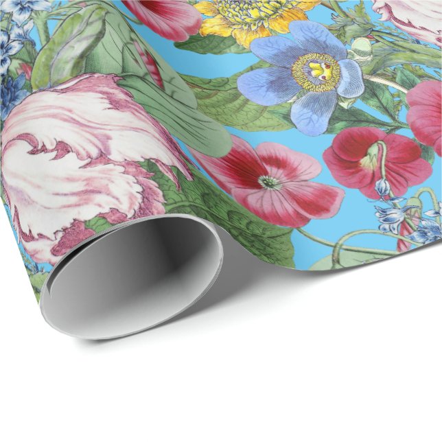 Papel De Regalo Jardín de flores de tulipanes de primavera (Esquina del rollo)