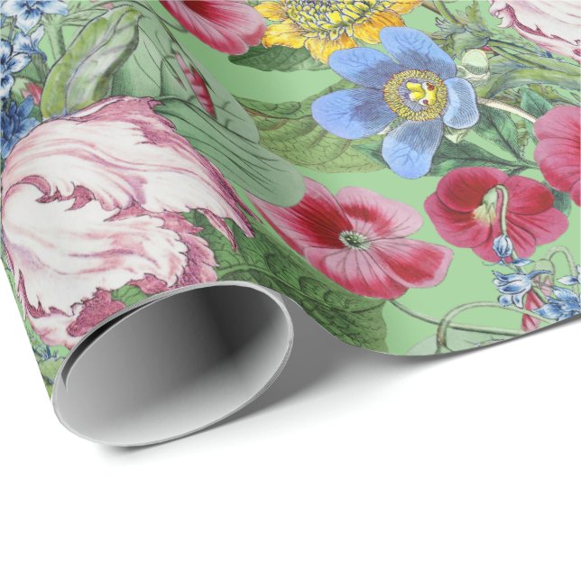 Papel De Regalo Jardín de flores de tulipanes de primavera (Esquina del rollo)