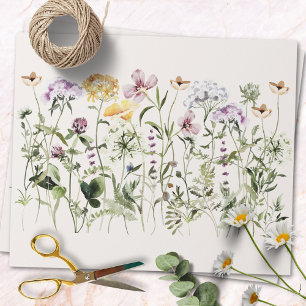 Papel De Regalo Jardín de flores silvestres coloridas en acuarela