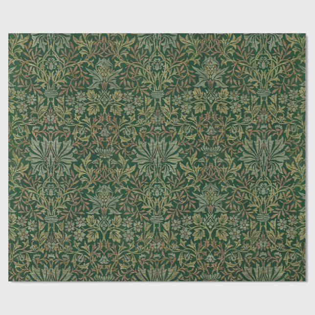 Papel De Regalo Jardín de flores William Morris - Verdes (Superficie plana)