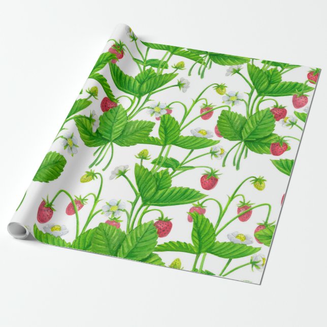 Papel De Regalo Jardín de fresa (Desenrollado)
