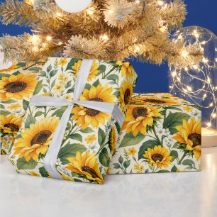 Papel De Regalo Jardín de girasoles contemporáneo alegre