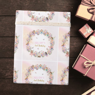 Papel De Regalo Jardín de hadas de flores caprichosas cumpleaños 2