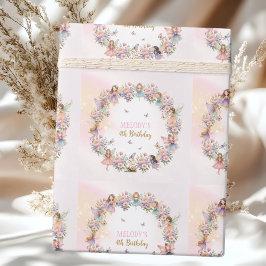 Papel De Regalo jardín de hadas de flores caprichosas cumpleaños 4