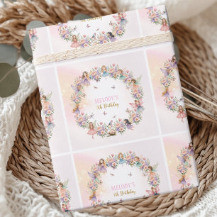 Papel De Regalo jardín de hadas de flores caprichosas cumpleaños 5