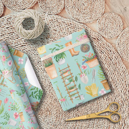 Papel De Regalo Jardín de herramientas de jardinería floral acuare