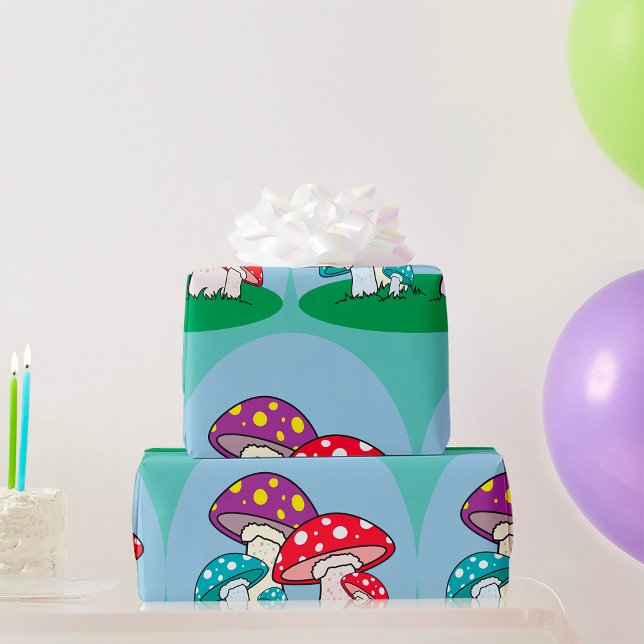 Papel De Regalo Jardín de hongos vibrantes (Subido por el creador)