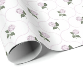 Papel De Regalo Jardín de Hortensias Rosadas en Enrejado Floral
