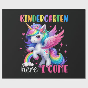 Papel De Regalo Jardín de Infancia Aquí Voy Unicornio Vuelta al Co