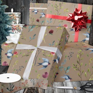 Papel De Regalo Jardín de Invierno Rustic Kraft Purple Martins