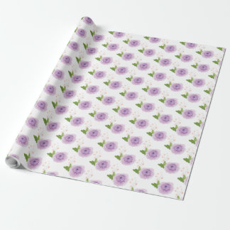 Papel De Regalo Jardín de las Flores de Agua Morado Girly