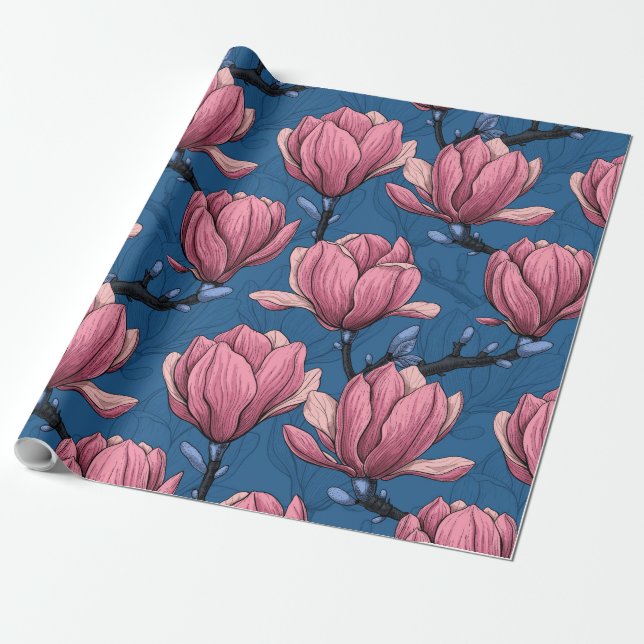 Papel De Regalo Jardín de Magnolia (Desenrollado)