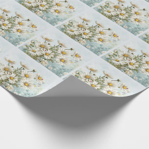 Papel De Regalo Jardín de margarita blanco con botánico de Ladybug