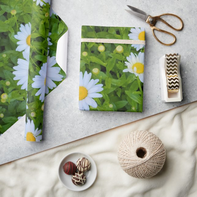 Papel De Regalo Jardín de margaritas blancas (Artesanía)