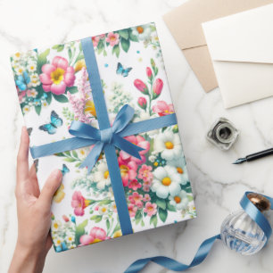 Papel De Regalo Jardín de Mariposas en Flor