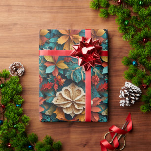 Papel De Regalo Jardín de Navidad en capas