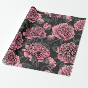 Papel De Regalo Jardín de peones nocturnos en rosa y gris