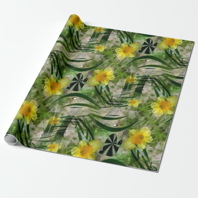 Papel De Regalo Jardín de primavera. (Desenrollado)