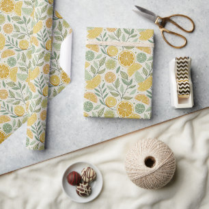 Papel De Regalo Jardín de Rodajas de Cítricos Botánicos