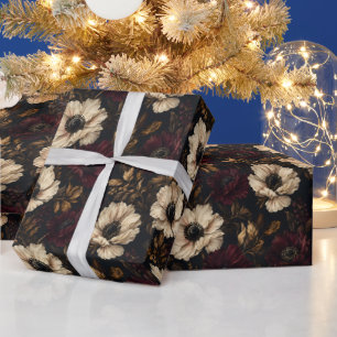 Papel De Regalo Jardín de Rosas Oxblood Florales Malhumorados