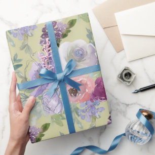 Papel De Regalo Jardín de Rosas Purpura Rosa