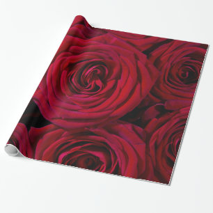 Papel De Regalo Jardín de Rosas Rojas Abstractas Floral Elegante 