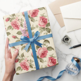 Papel De Regalo Jardín de Rosas Rosadas