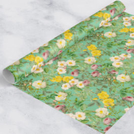 Papel de regalo Jardín de Rosas Vintage en Verde M