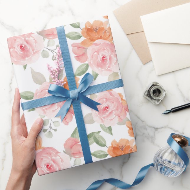 Papel De Regalo Jardín de rubor de melocotón (Regalar)