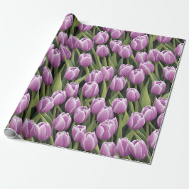Papel De Regalo Jardín de vegetación de Tulipanes Púrpura de moda