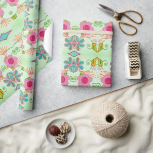 Papel De Regalo Jardín ecléctico encantador: Belleza floral divers