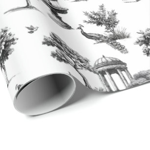 Papel De Regalo Jardín exótico aves pavo real Toile de jouy