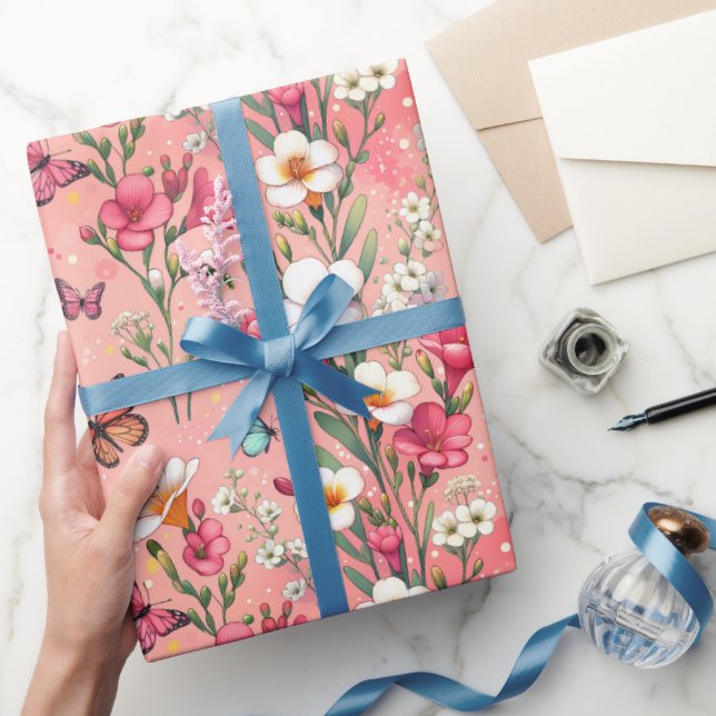 Papel De Regalo Jardín Flor de Rubor (Regalar)