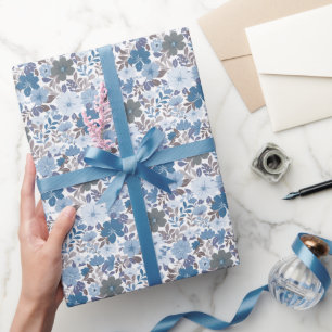 Papel De Regalo Jardín floral cielo azul y gris en invierno