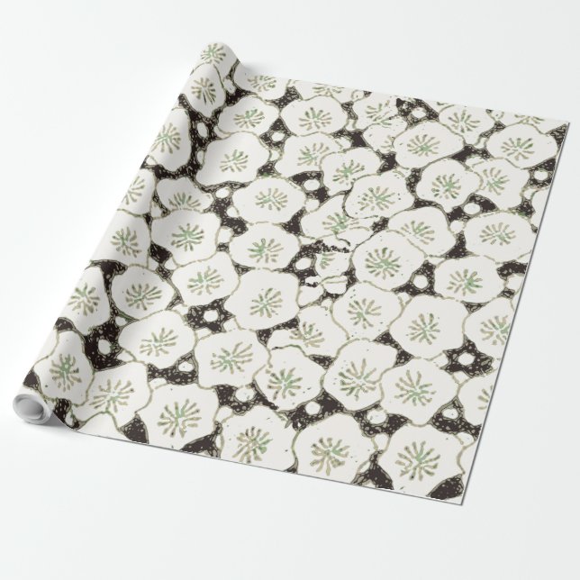 Papel De Regalo Jardín floral de la Flor Blanca de Japón (Desenrollado)