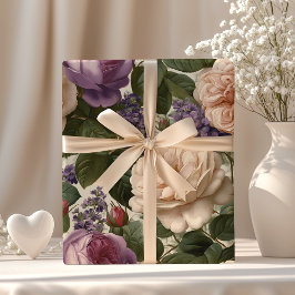 Papel De Regalo Jardín floral vintage Rosa romántico y peonía