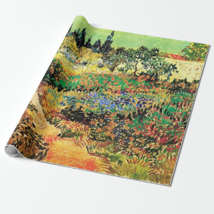 Papel De Regalo Jardín florido con camino de Vincent van Gogh.