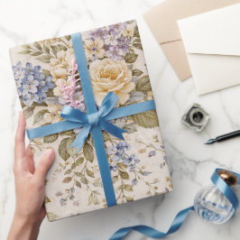 Papel De Regalo Jardín Florido de Marfil Suave