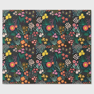 Papel De Regalo Jardín Oscuro de Flor Silvestre Caprichoso Estampa