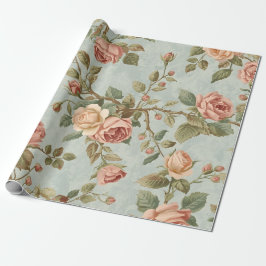 Papel De Regalo Jardín Romántico de Rosas Antiguas