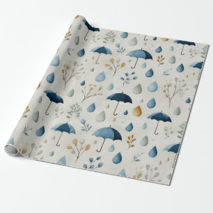 Papel De Regalo Jardín Sereno Floral Patrón de Lluvia (3)