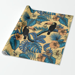 Papel De Regalo Jardín táctil en amarillo y azul